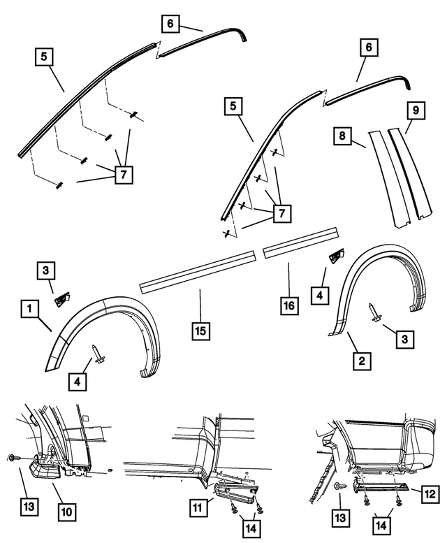 1FV88TZZAE - Exterior Ornamentation: Wheel Opening Flare Molding, Right for Mopar Image