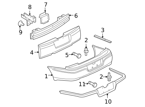 Bumper & Components - Rear for 2001 Chevrolet Impala #0