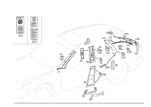 Paneling for a, B, C and D-Pillars for 2001 Mercedes-Benz C240 #0