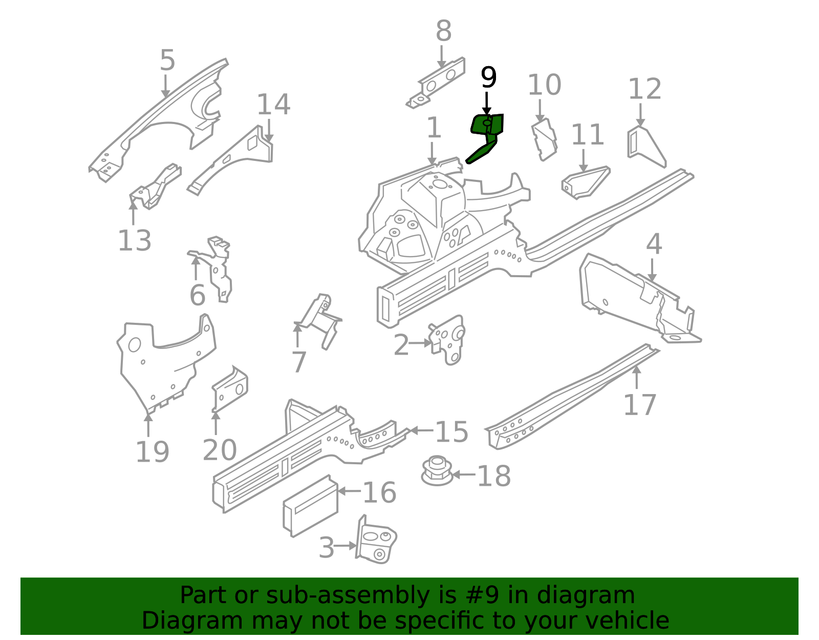 41217145356 - 2006-2012 BMW Upper Rail Center Bracket (41-21-7-145-356 ...
