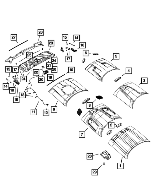 Hood and Hood Release for 2019 Dodge Challenger #0