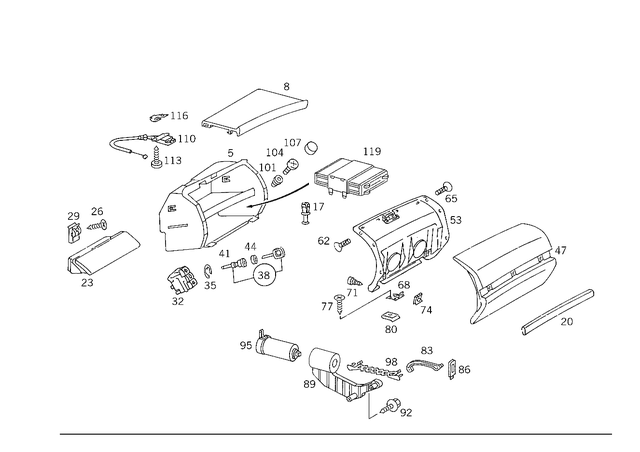 1406800191 - Panelling: Glove Compartment for Mercedes-Benz: 400SE, 400SEL, 500SEC, 500SEL, 600SEL, S420 Image image