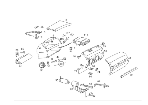Glove Compartment and Spectacle Shelf in Instrument Panel for 1993 Mercedes-Benz 500SEL #0