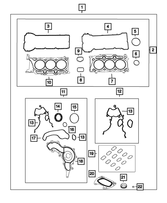 68370039AC - 3.6L Gas; Engine: Engine Gasket Kit for Mopar Image image