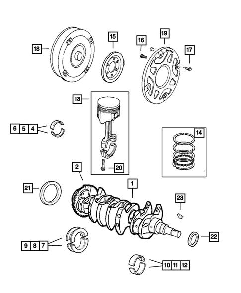 Crankshaft, Piston, and Drive Plate for 2004 Chrysler PT Cruiser #0