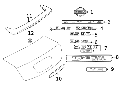 Exterior Trim - Trunk for 2009 Nissan Altima #1