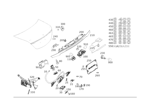 Rear Lid Latch-Type Lock, Rear Lid Attachment Parts for 2015 Mercedes-Benz S600 #0