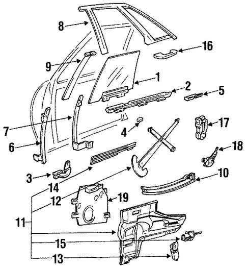 Glass - Front Door for 1996 Oldsmobile 98 #0
