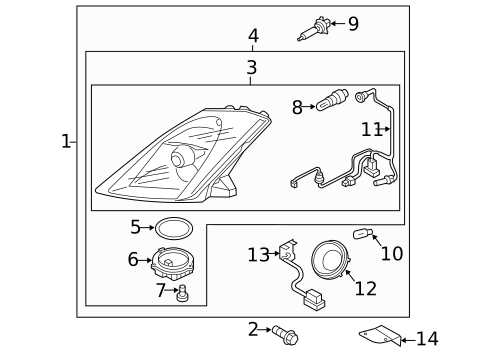 Headlamp Components for 2009 Nissan 350Z #0