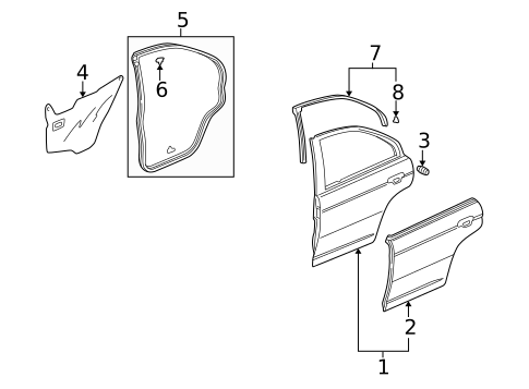 Door & Components for 2005 Honda Civic #4
