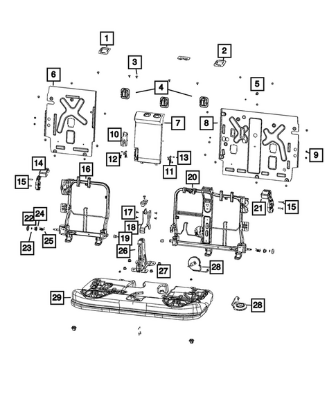 Rear Seats - Second Row Adjusters, Recliners, Shields and Risers for 2024 Jeep Wagoneer S #0