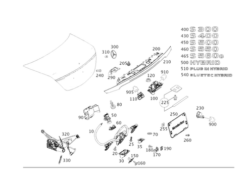 Rear Lid Latch-Type Lock, Rear Lid Attachment Parts for 2016 Mercedes-Benz S550e #0