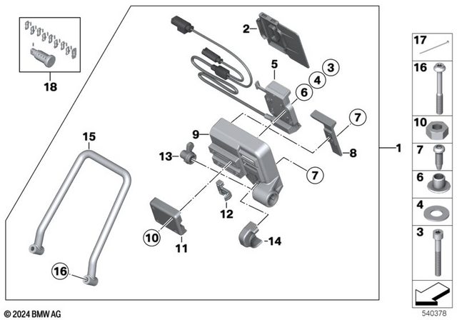 65908524465 - Navigation &amp; Communication: Bracket Lock, Navigation System Prep for BMW-Motorrad Image