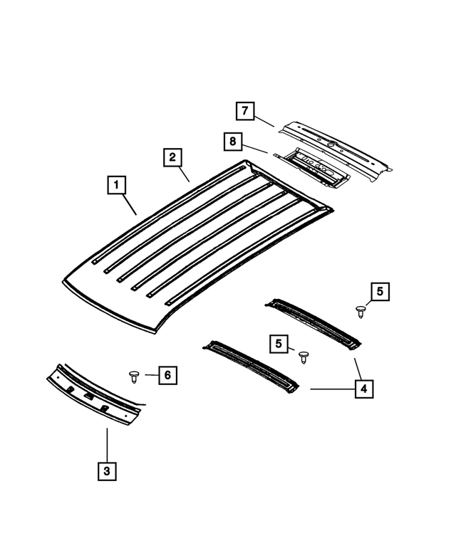 « 55113070AE – Body Sheet Metal Except Doors : Toit Panneau pour Mopar Image »
