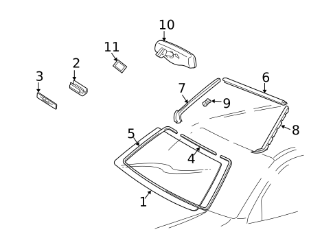 Glass - Windshield for 2007 Toyota Highlander #1