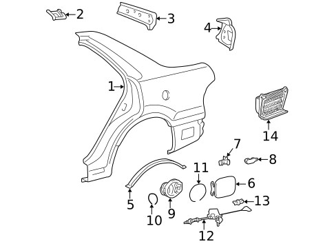 Quarter Panel & Components for 1999 Lexus ES300 #0