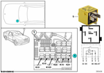 61361389105 - Vehicle Electrical System: Relay in Zinc Yellow for BMW Image