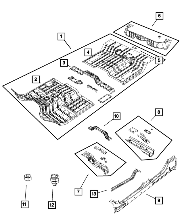 68269460AD - Body Sheet Metal Except Doors: Front Floor Pan for Ram: 1500, 1500 Classic Image