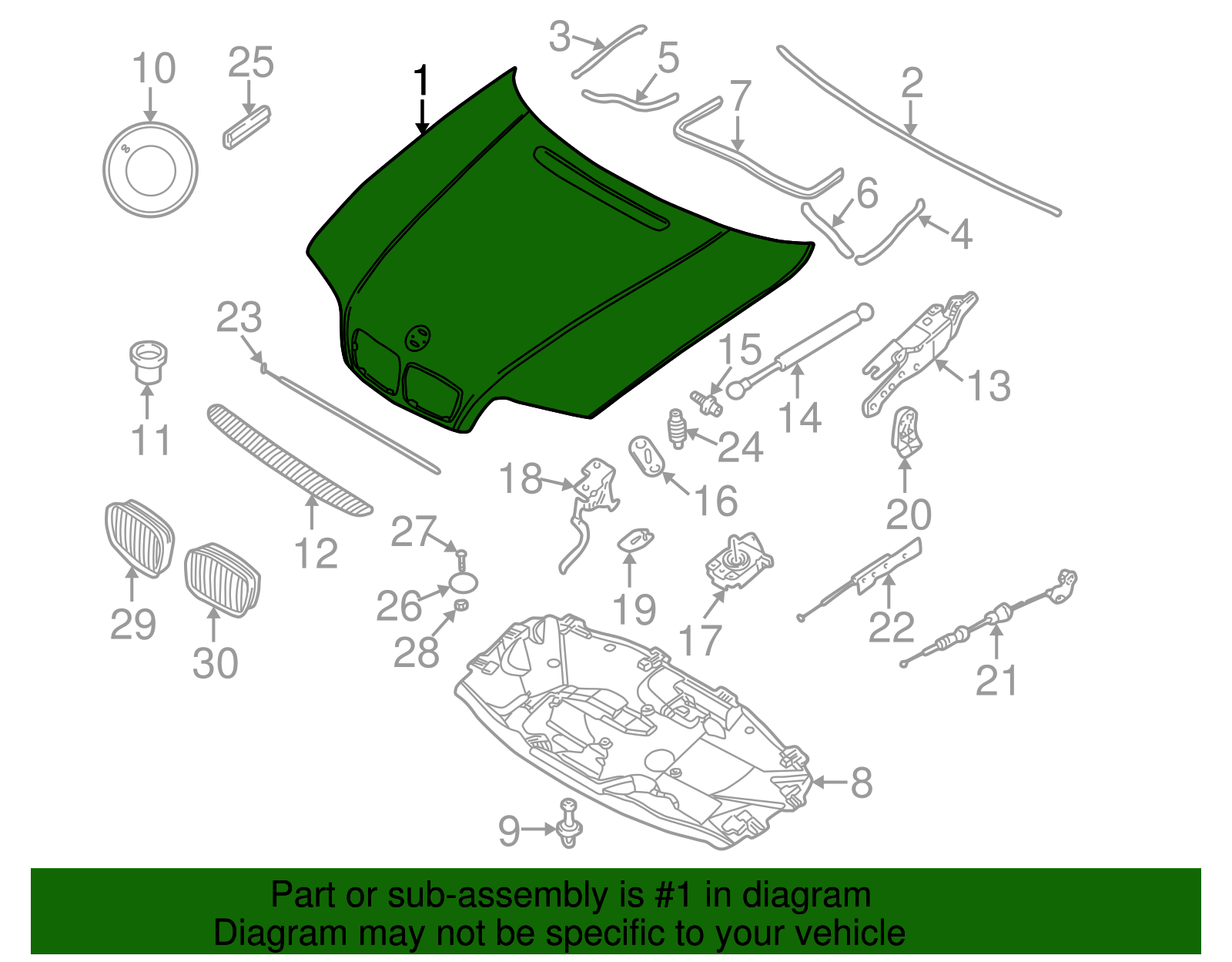 41618238461 - 1999-2001 BMW Hood (41-61-8-238-461) | BMW of South ...
