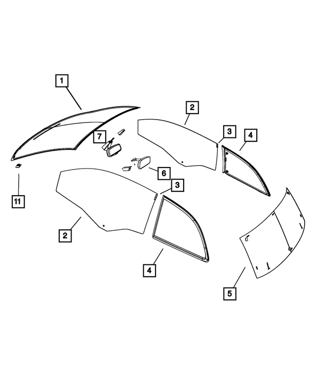 4816692AE - : Front Door Glass, Right for Mopar Image