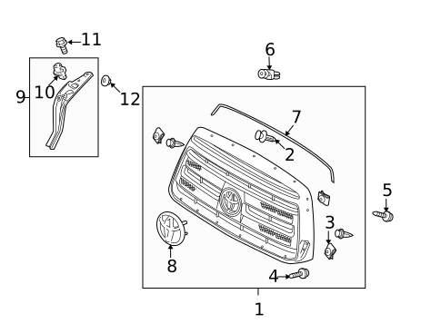 Grille & Components for 2010 Toyota Tundra #0