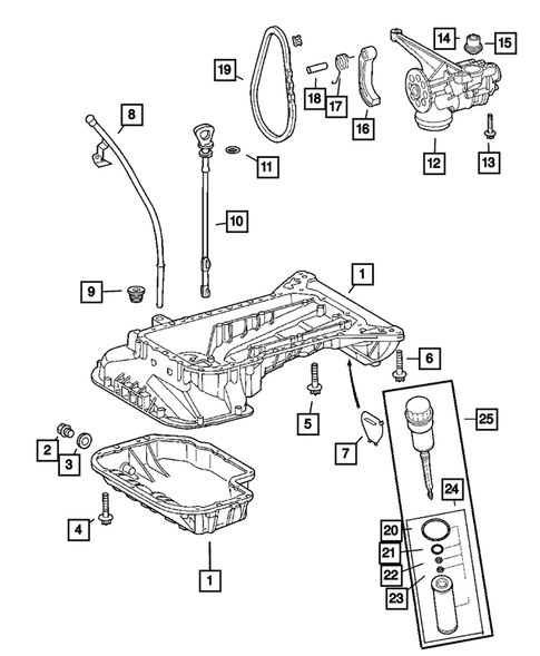 Engine Oiling, Oil Pan and Indicator (Dipstick) for 2008 Chrysler Crossfire #0