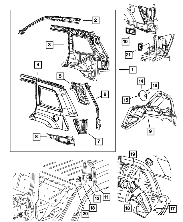 « 68138895AA – Body Sheet Metal Except Doors : Ouverture Latérale De Caisse, Intérieur Panneau, Côté Gauche pour Mopar Image »