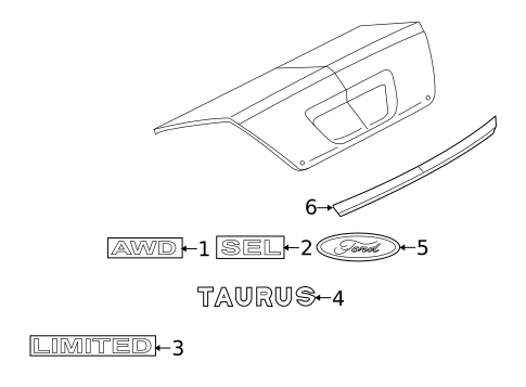 Exterior Trim - Trunk for 2009 Ford Taurus #0