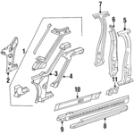 10248396 - Body: Hinge Pillar for Buick: Regal | Chevrolet: Lumina | Oldsmobile: Cutlass Supreme | Pontiac: Grand Prix Image
