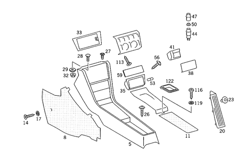 Housing with Tray, Ashtray, and Top Covering for 1988 Mercedes-Benz 260E #0