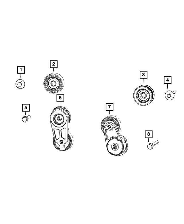 68483661AA - Cooling: Idler Pulley for Dodge: Durango | Jeep: Grand Cherokee, Grand Cherokee L, Grand Wagoneer | Ram: 1500, 1500 Classic Image