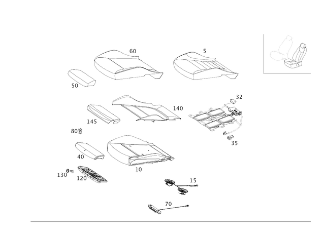 2579107500 - Driver Seat: Padding, Frt. Seat Cush for Mercedes-Benz Image image