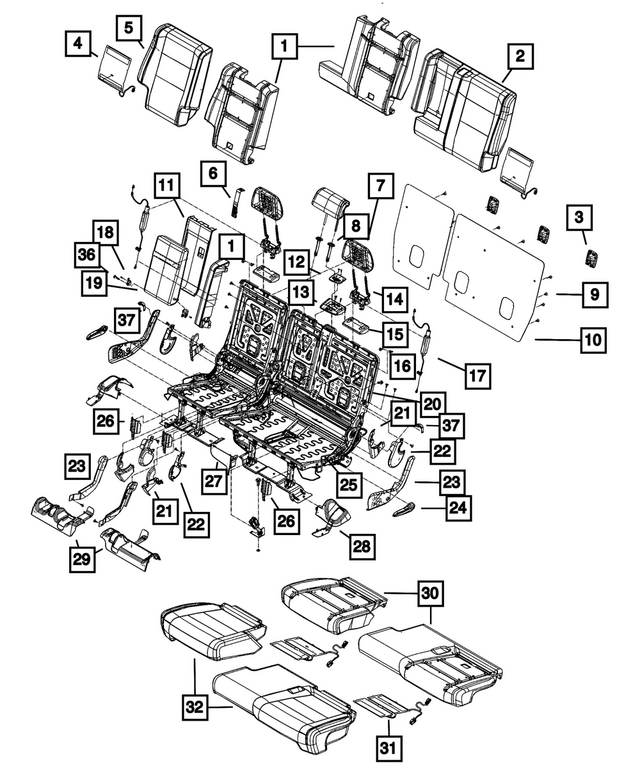 68086222AA - Interior Trim: Seat Back Foam, Bolster for Mopar Image