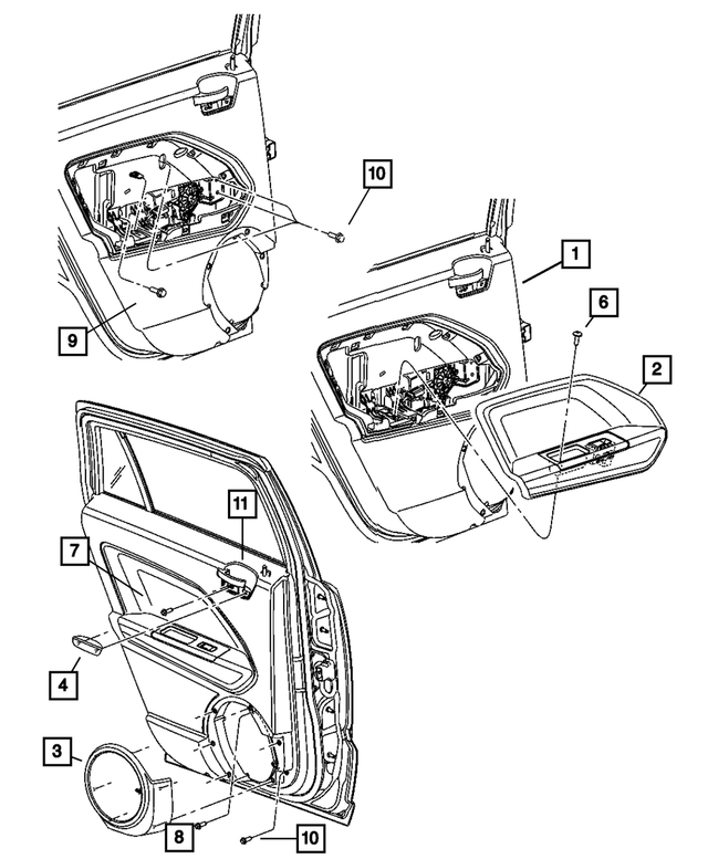« 1AA24DK2AB – Interior Trim : Porte Arrière Rembourrage, Côté Droit pour Mopar Image »