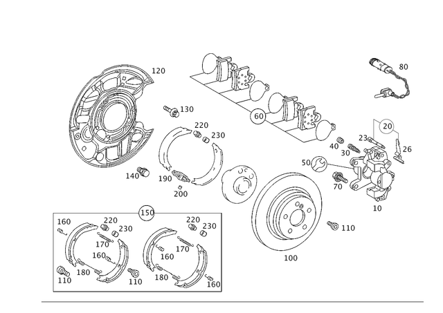 2034231998 - Brakes: Brake Caliper for Mercedes-Benz: C230, C240, C280, C350, CLK320, CLK350, CLK430, CLK500, CLK55 AMG, CLK550, CLK63 AMG, E420, E430 Image image