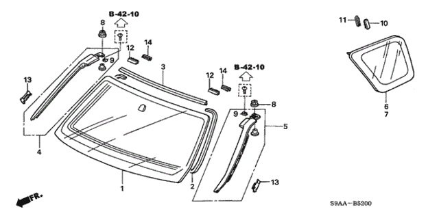 Front Windshield - Quarter Glass for 2006 Honda CR-V #0