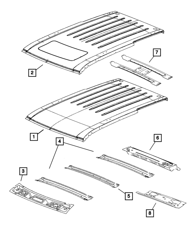 « 55369449AG – Body Sheet Metal Except Doors : Avant Du Toit Pavillon pour Mopar Image »