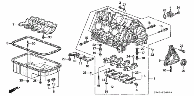 Cylinder Block - Oil Pan (V6) for 1995 Honda Accord #0
