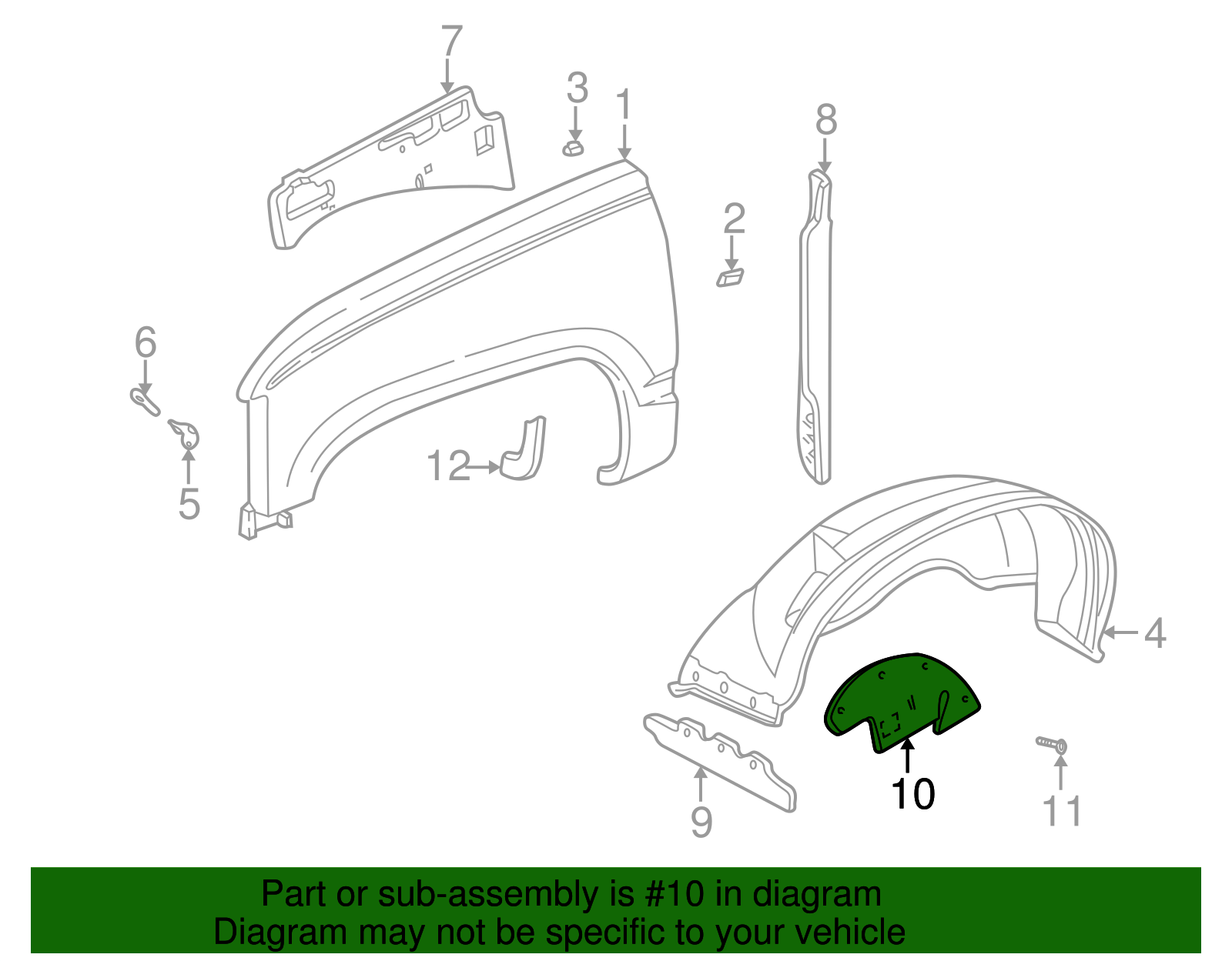 1988-1999 GM Front Wheelhouse Splash Shield 15708731 GM | GMPartsDirect.com
