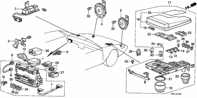Fuse Box - Relay - Horn for 1986 Honda Accord #0