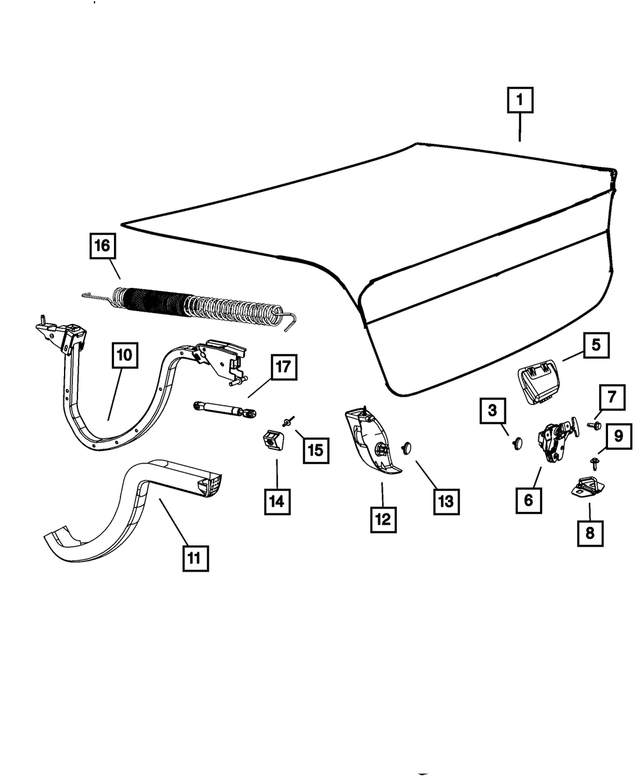 5000074AC - Body Sheet Metal Except Doors: Decklid Inner Pull Cup for Mopar Image image