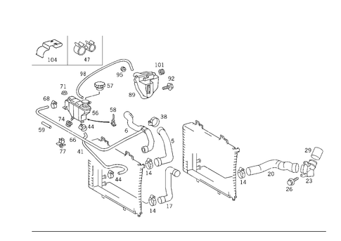 Expansion Tank, Mounting and Hoses for 1996 Mercedes-Benz C280 #1