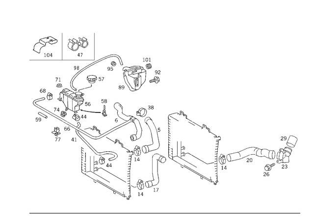 2025016982 - Radiator: Hose for Mercedes-Benz: C280, SLK320 Image image
