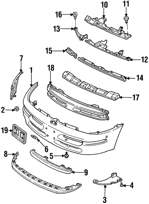 Bumper & Components - Front for 1996 Ford Probe #0