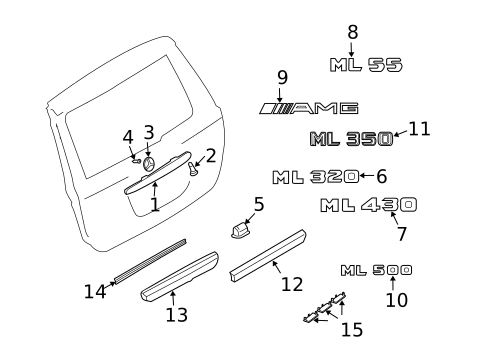 Exterior Trim - Lift Gate for 2003 Mercedes-Benz ML500 #0
