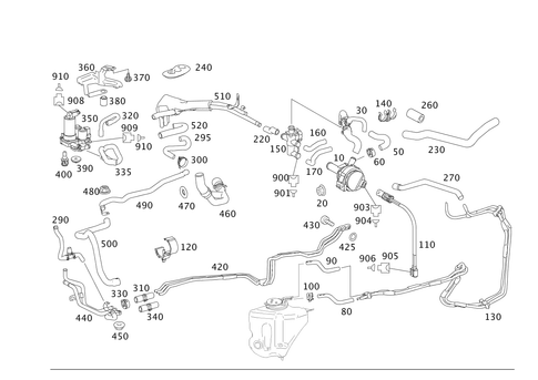 Heating Water Lines for a/C System in Rear and Aux. Heater or Heater Booster for 2002 Mercedes-Benz S500 #0