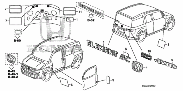Emblems - Caution Labels for 2009 Honda Element #0