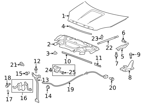 Hood & Components for 2014 GMC Acadia #0