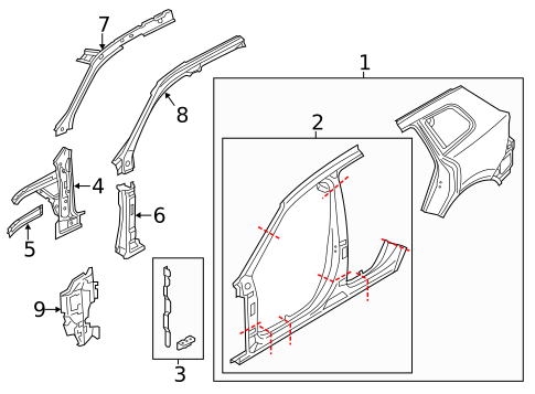 Hinge Pillar for 2017 Volkswagen Touareg #0
