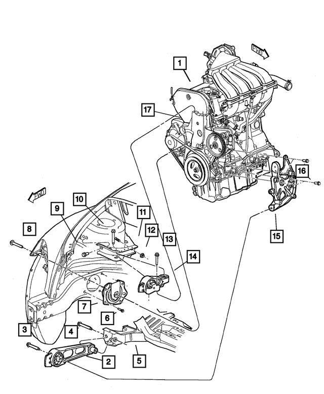 « 6102237AA – Engine Mounting : Tête Hexagonale Boulon Et Rondelle Conique, Montage pour Mopar Image »